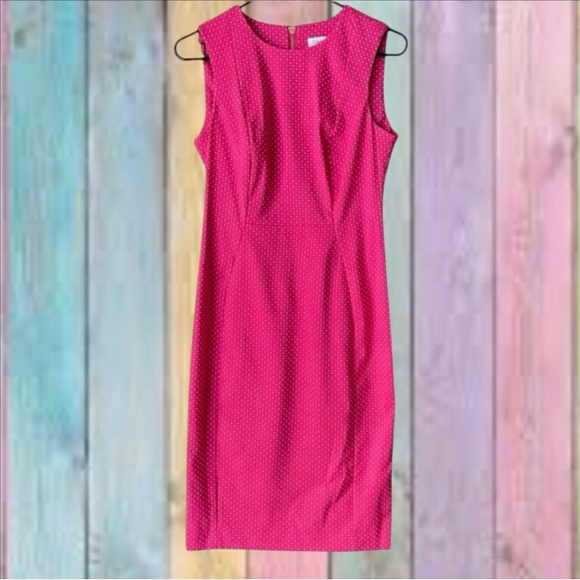 Calvin Klein Dresses & Skirts - Calvin Klein Pink White Dot Sheath Dress